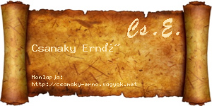 Csanaky Ernő névjegykártya