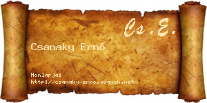 Csanaky Ernő névjegykártya